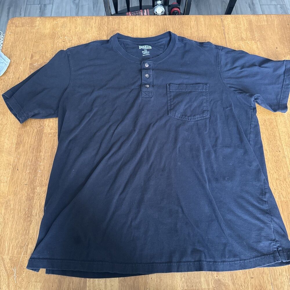Size L DULUTH TRADING Black Long Tail T Shirt Mens Cotton Pocket Button Work